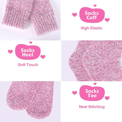 5 Pack Women Fuzzy Socks Thick Soft Warm Winter Wool Fluffy Cozy Socks Casual Home Sleep Socks with a Gift Box