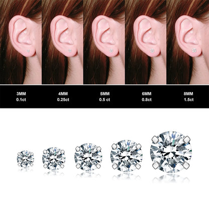 5 Pairs Stud Earrings Hypoallergenic Surgical Steel Cubic Zirconia Earrings