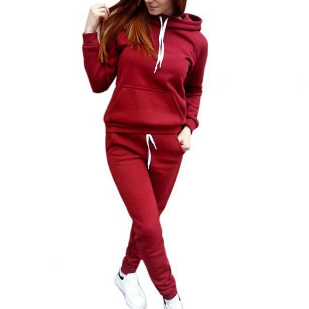 1 Set Tracksuit Women Pure Color Autumn Tracksuit Fashionable Lady Hoodie Sweatshirt Suit Ensemble Jogging Femme Chandals Mujer