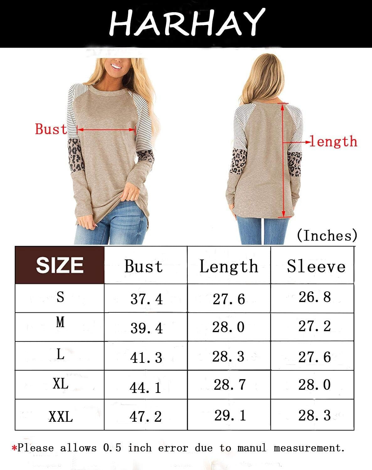 2022 Women'S Leopard Print Color Block Tunic round Neck Long Sleeve Shirts Striped Causal Blouses Tops