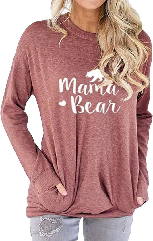 Mama Bear Mothers Day Shirt for Gifts Moms Graphic Tees with Sayings Womens Tshirts Tops