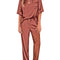 Womens Silk Satin Pajama Set Short Sleeve Shirt with Long Pajama Pant Set Two-Piece Pj Sets Soft Sleepwear Loungewear Nightwear Pjs S-XL, Caramel, XXL