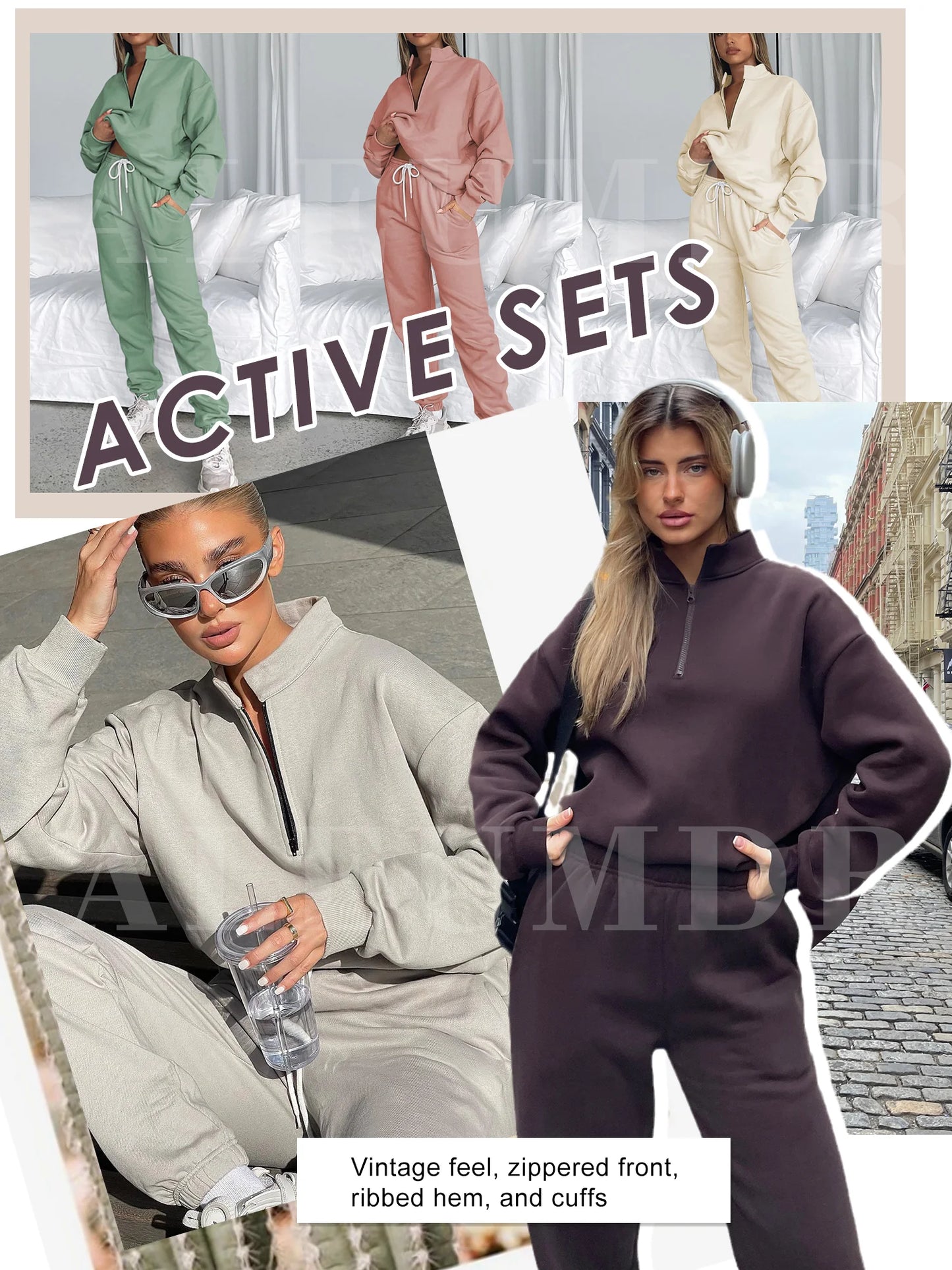 Women'S 2 Piece Athletic Outfits Sets Zip Mock Neck Tracksuit plus Size Pullover Long Sweatpants with Pockets Apricot 2XL