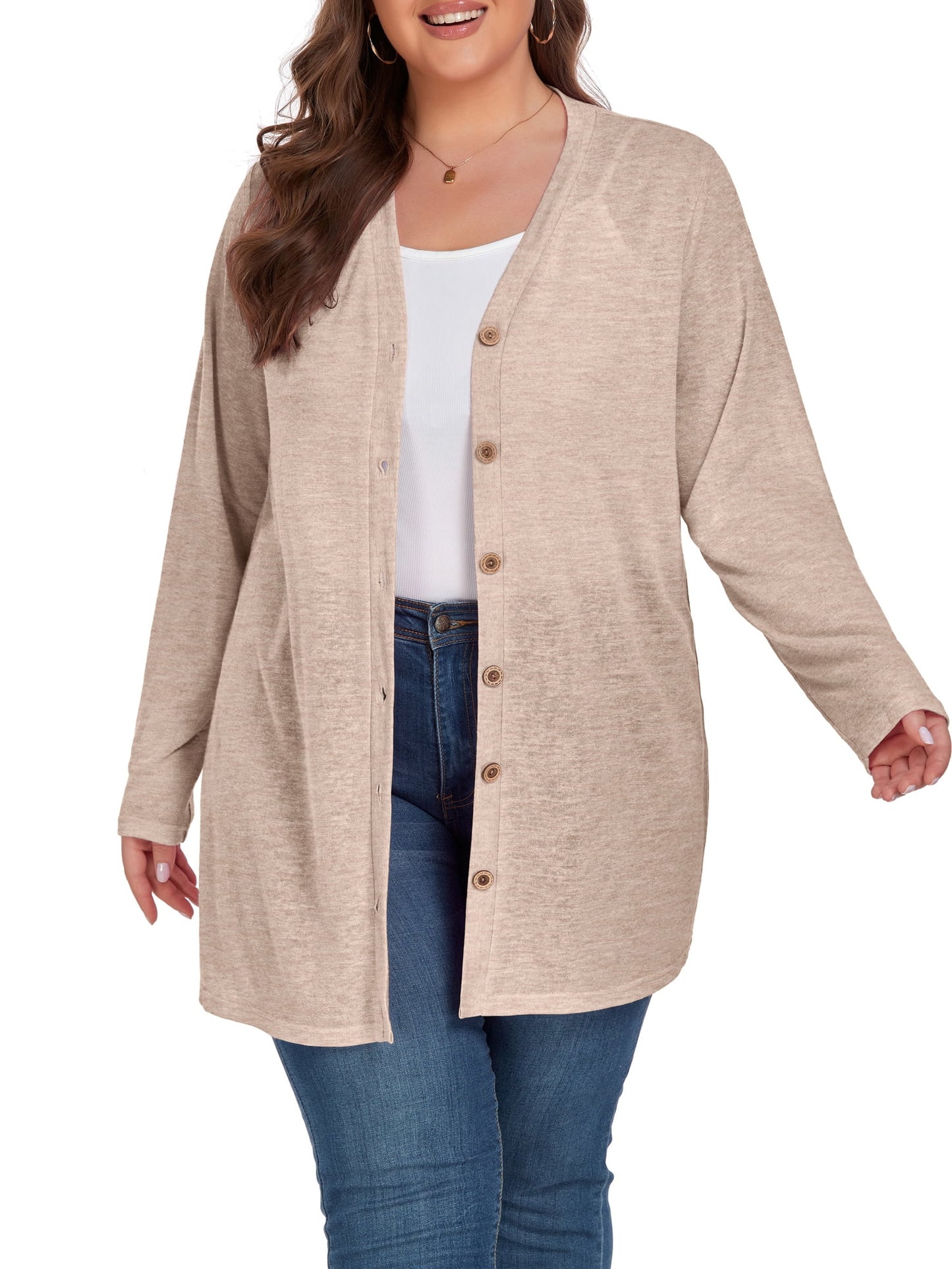 Women'S plus Size Cardigan Long Sleeve Lightweight Sheer Open Front Knited Cardigan 1X-4X