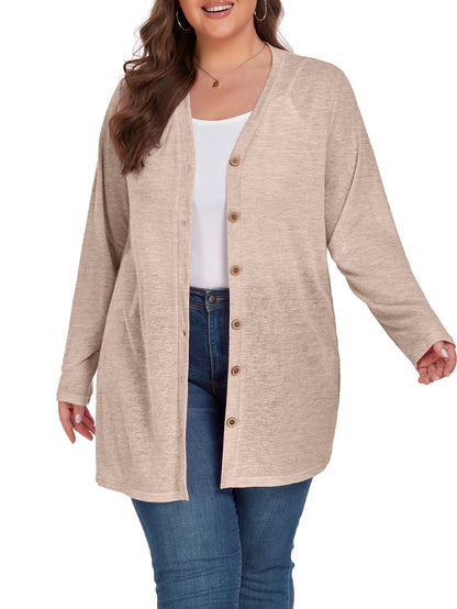 Women'S plus Size Cardigan Long Sleeve Lightweight Sheer Open Front Knited Cardigan 1X-4X