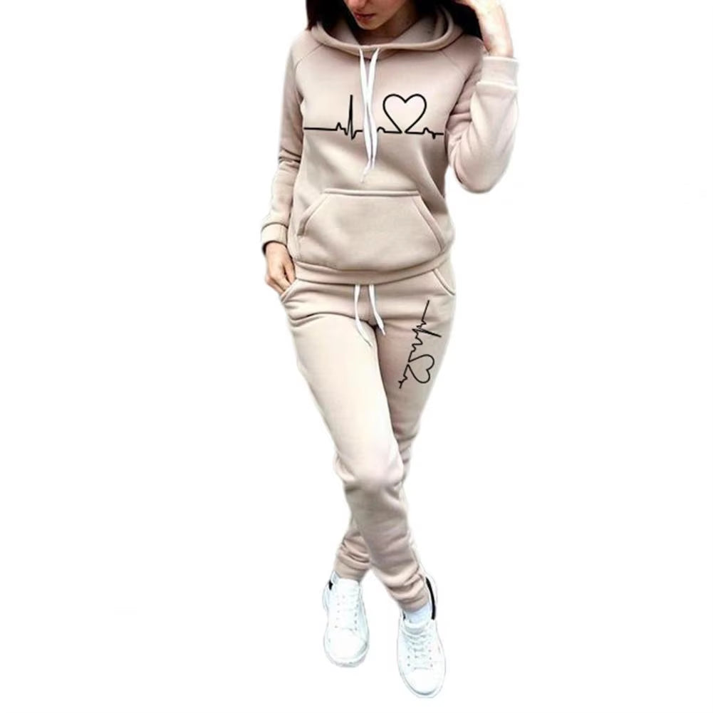 1 Set Tracksuit Women Pure Color Autumn Tracksuit Fashionable Lady Hoodie Sweatshirt Suit Ensemble Jogging Femme Chandals Mujer