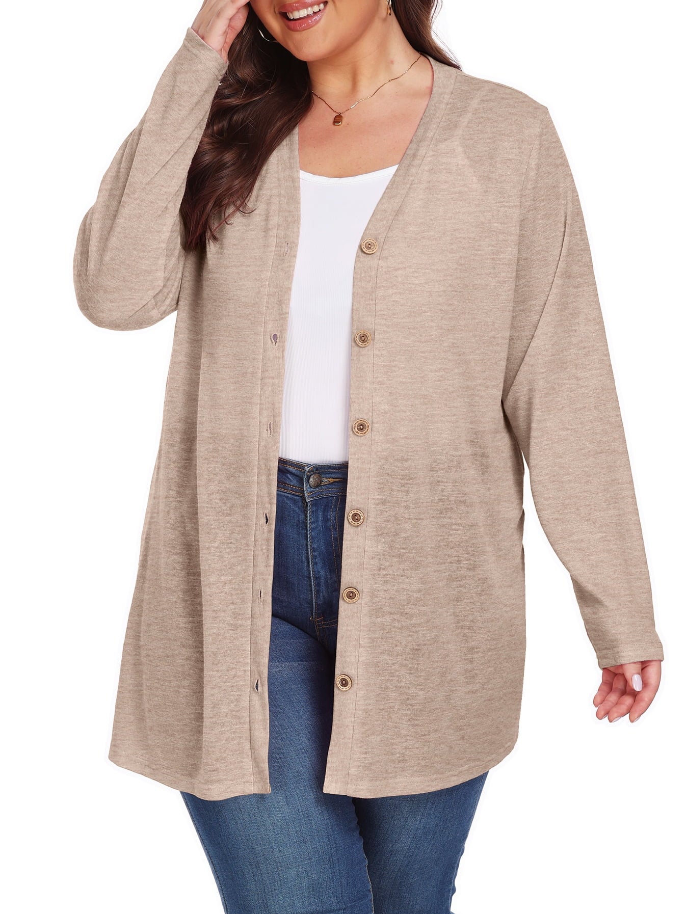 Women'S plus Size Cardigan Long Sleeve Lightweight Sheer Open Front Knited Cardigan 1X-4X