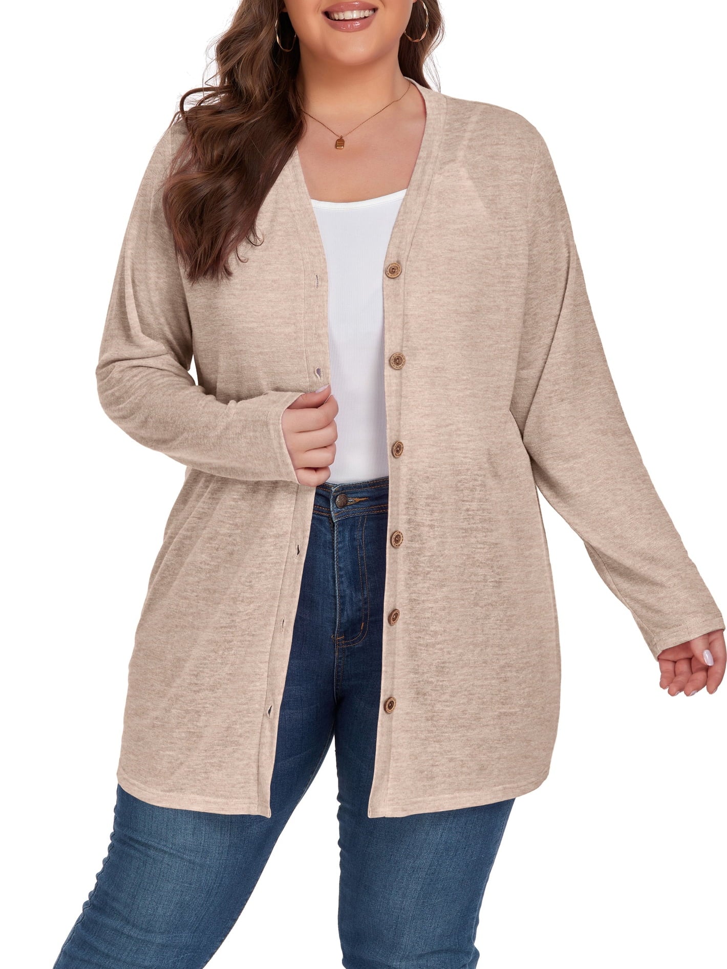 Women'S plus Size Cardigan Long Sleeve Lightweight Sheer Open Front Knited Cardigan 1X-4X